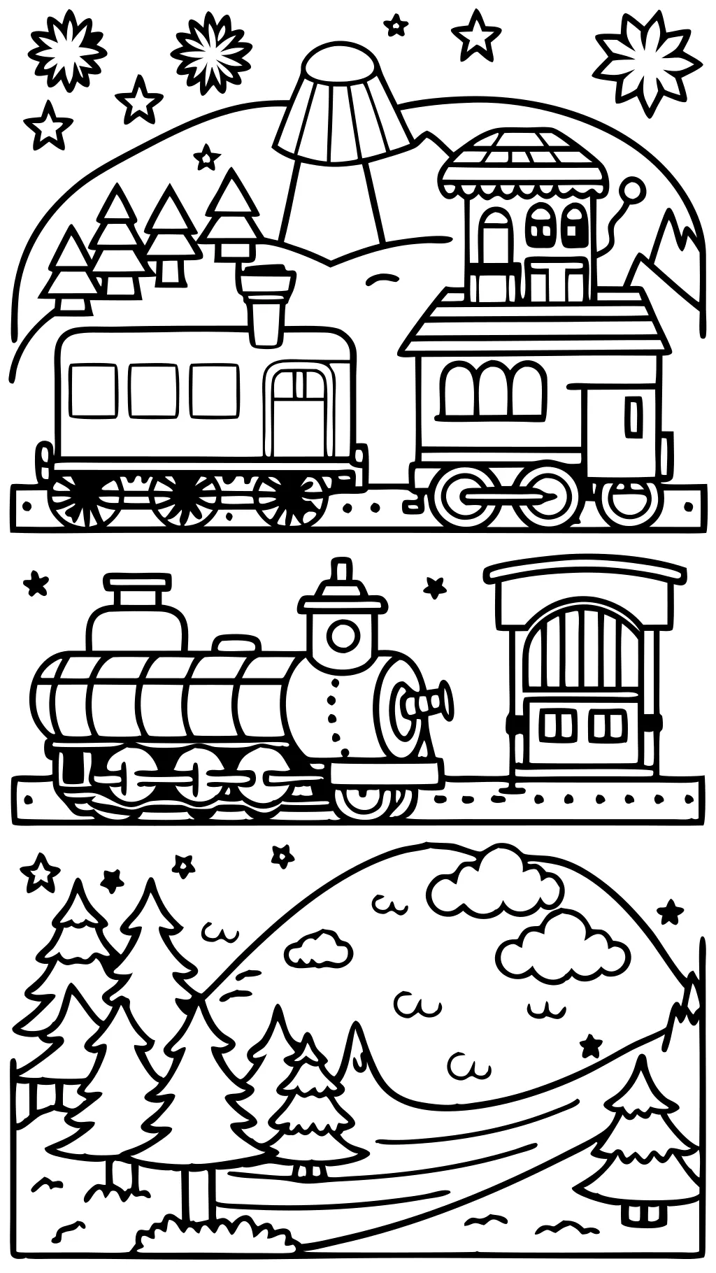 Páginas de libros para colorear de trenes